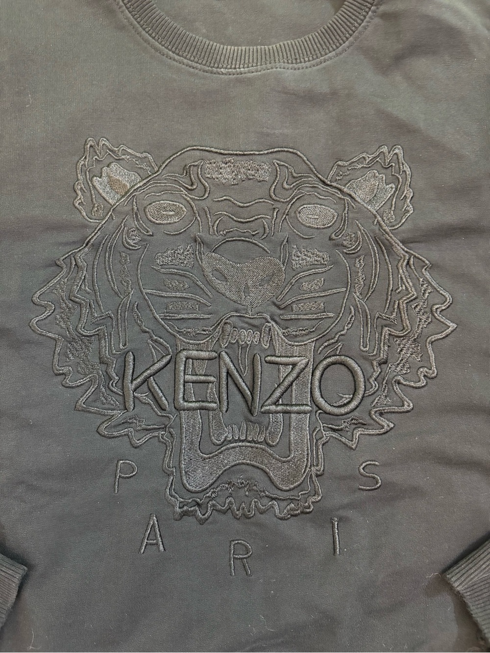 KENZO Black Tonal Embroidered Tiger Crewneck Sweater